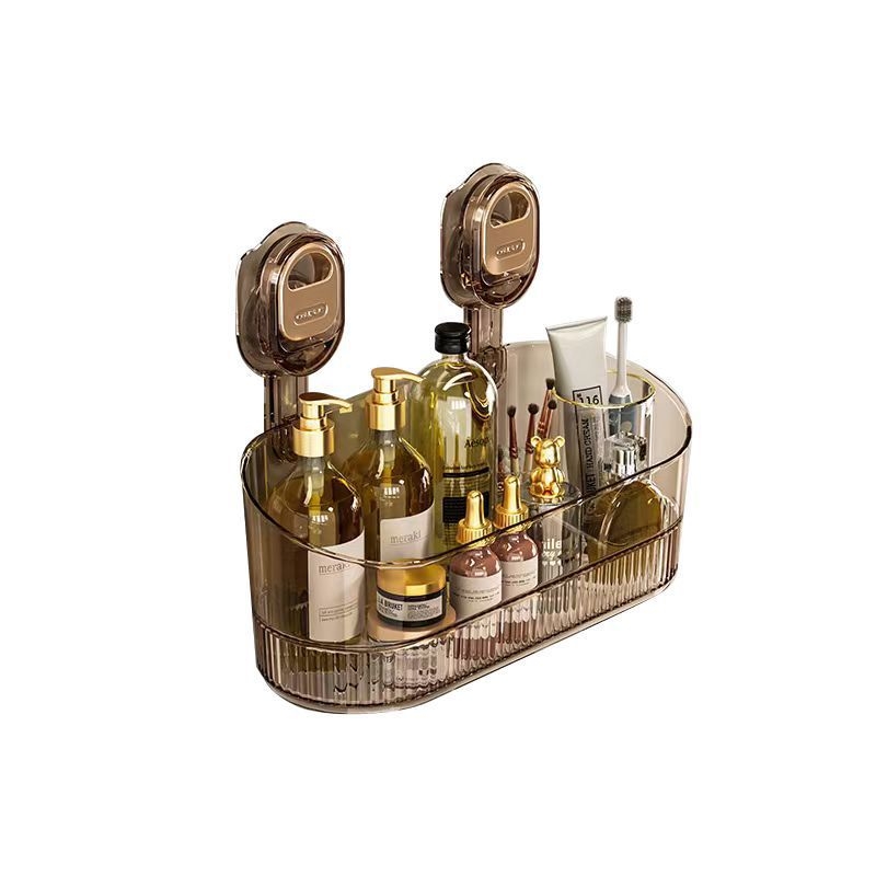Raft de depozitare pentru baie cu ventuze, montare pe perete fără găuri — stil ușor lux, PET material, 1 nivel, set 10 bucăți, pentru bucătărie și baie