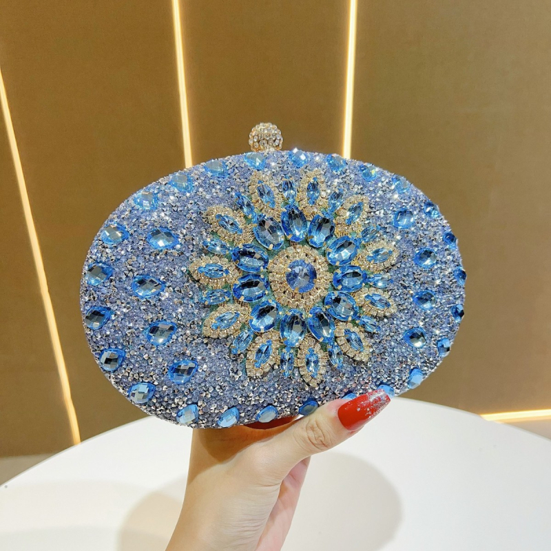 Rhinestone napraforgó bankett táska, luxus és elegáns, kompakt crossbody kézitáska gyémánt-díszítéssel, poliészter anyag, cylindrikus forma, háromdimenziós kialakítás, záró, belső zsebek telefonhoz és azonosítóhoz