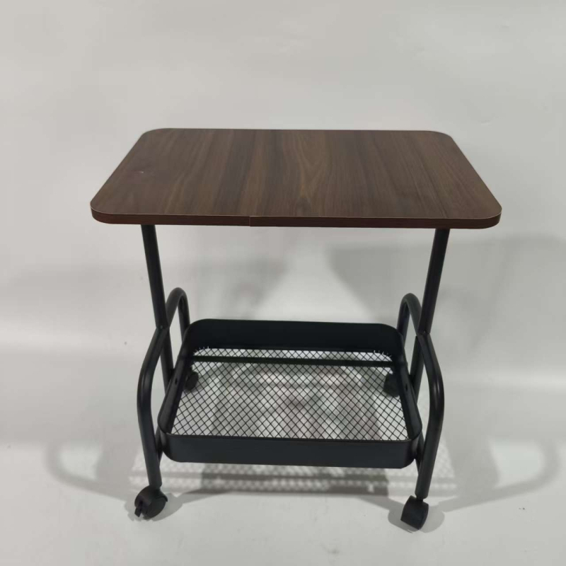 Странична масичка с 3 чекмеджета, рамка от въглеродна стомана, кантована повърхност, със ролки