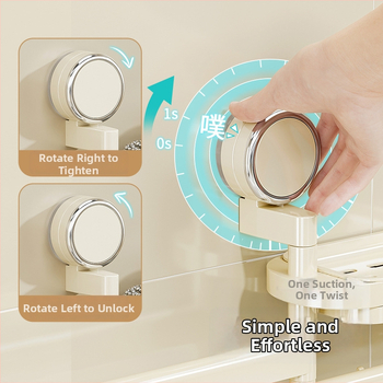 Virtuvės laikiklis su siurbtuku skysčiams — be gręžimo, pasukami kabliukai, plastikas