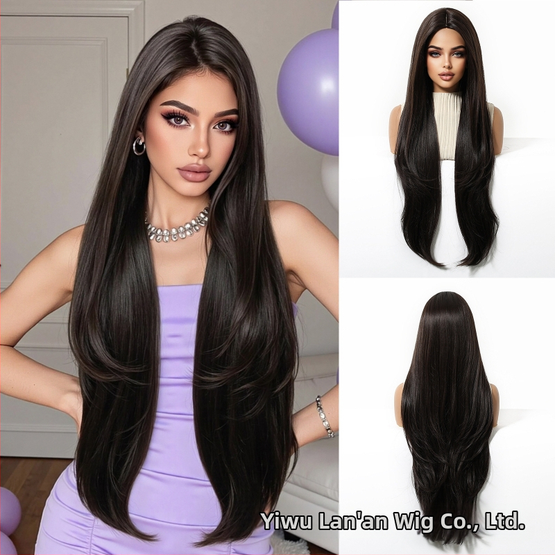 Emmor parochňa na celú hlavu, stredný part, viacvrstvová, vlnená a rovná textúra, syntetické vlasy