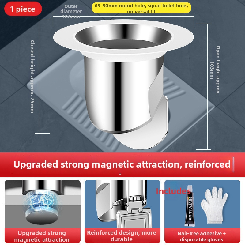 Kvapų blokavimo įrenginys squat tipo tualetui – ABS medžiaga, be vandens bakelio, be vandens barjero, be sifono, modernus paprastas stilius