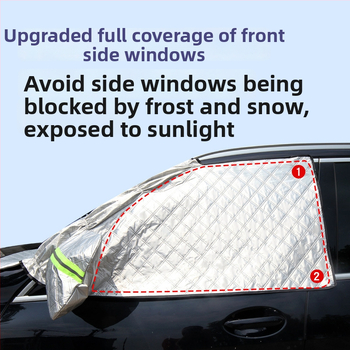 Automobilio sniego skydelis žiemai – storesnė aliuminio plėvelė; tvirtinimas spaudimu; tinka bendriesiems modeliams; priekinė dalis; paprastas stilius