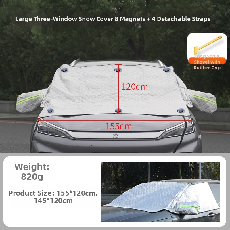 Automobilio sniego skydelis žiemai – storesnė aliuminio plėvelė; tvirtinimas spaudimu; tinka bendriesiems modeliams; priekinė dalis; paprastas stilius