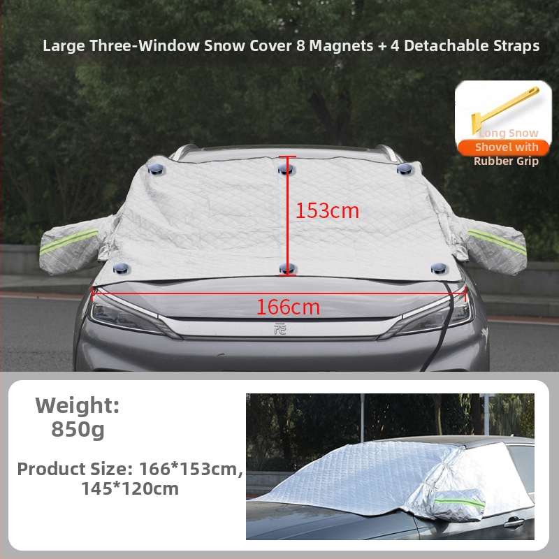 Automobilio sniego skydelis žiemai – storesnė aliuminio plėvelė; tvirtinimas spaudimu; tinka bendriesiems modeliams; priekinė dalis; paprastas stilius