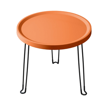 Сгъваема кръгла пластмасова странична маса с рамка от неръждаема стомана, персонализирана.