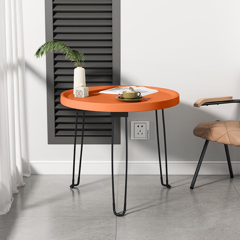 Сгъваема кръгла пластмасова странична маса с рамка от неръждаема стомана, персонализирана.