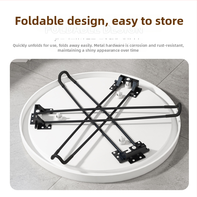 Salokāms apaļš plastmasas sānu galdiņš ar nerūsējošā tērauda rāmi, pielāgojams.