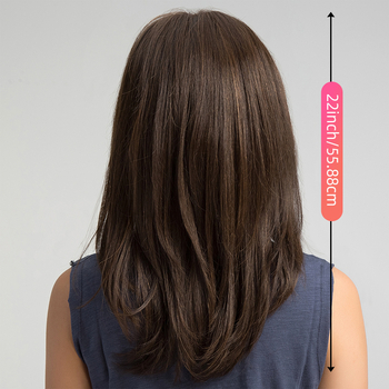 Parochňa s dlhými rovnými vlasmi a bočným rozdelením, matný vzhľad, tepelne odolné vlákna, model LC107-1, vhodná na farbenie a kulmovanie