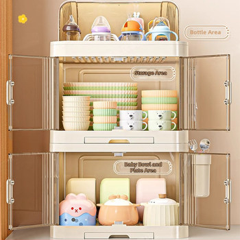 Kūdikių maisto laikymo spintelė, dulkių nepralaidi butelių dėžutė, virtuvės indų drenažo laikiklis — Plastikas, be montavimo, Prekės ženklas Xingyou, Kodas 5193