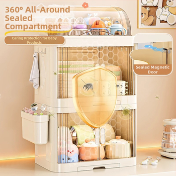 Kūdikių maisto laikymo spintelė, dulkių nepralaidi butelių dėžutė, virtuvės indų drenažo laikiklis — Plastikas, be montavimo, Prekės ženklas Xingyou, Kodas 5193