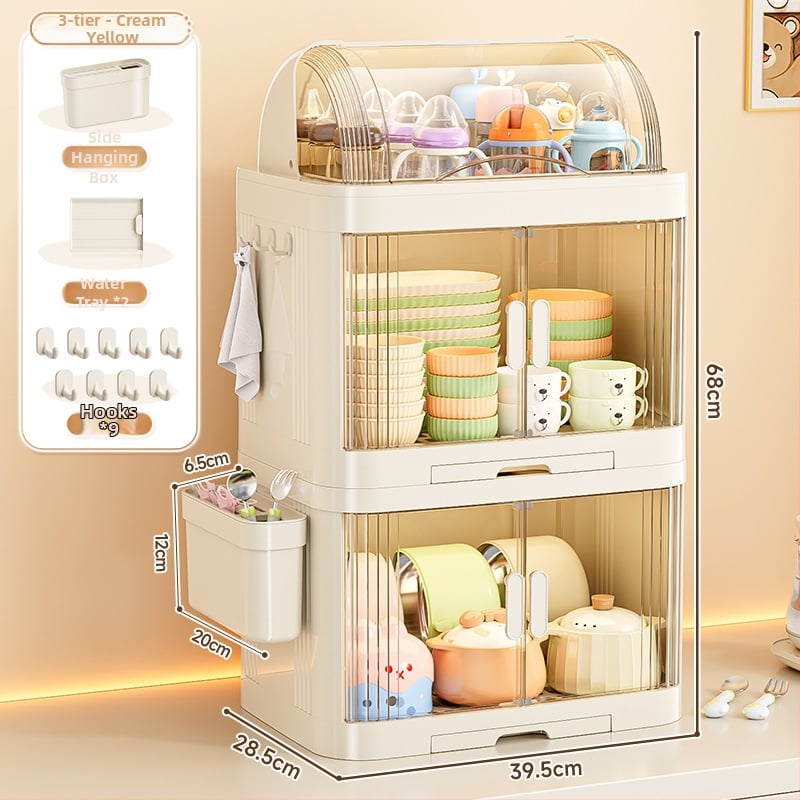 Kūdikių maisto laikymo spintelė, dulkių nepralaidi butelių dėžutė, virtuvės indų drenažo laikiklis — Plastikas, be montavimo, Prekės ženklas Xingyou, Kodas 5193