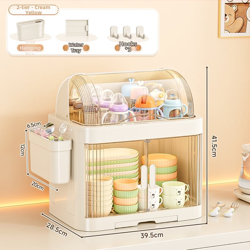 Kūdikių maisto laikymo spintelė, dulkių nepralaidi butelių dėžutė, virtuvės indų drenažo laikiklis — Plastikas, be montavimo, Prekės ženklas Xingyou, Kodas 5193