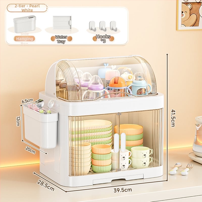 Kūdikių maisto laikymo spintelė, dulkių nepralaidi butelių dėžutė, virtuvės indų drenažo laikiklis — Plastikas, be montavimo, Prekės ženklas Xingyou, Kodas 5193