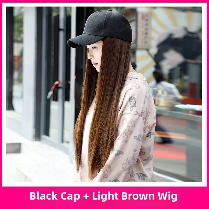 Parochňa s klobúkom, dlhé rovné syntetické vlasy, matný vysokoteplotný drôt, farbenie povolené, bez ofiny