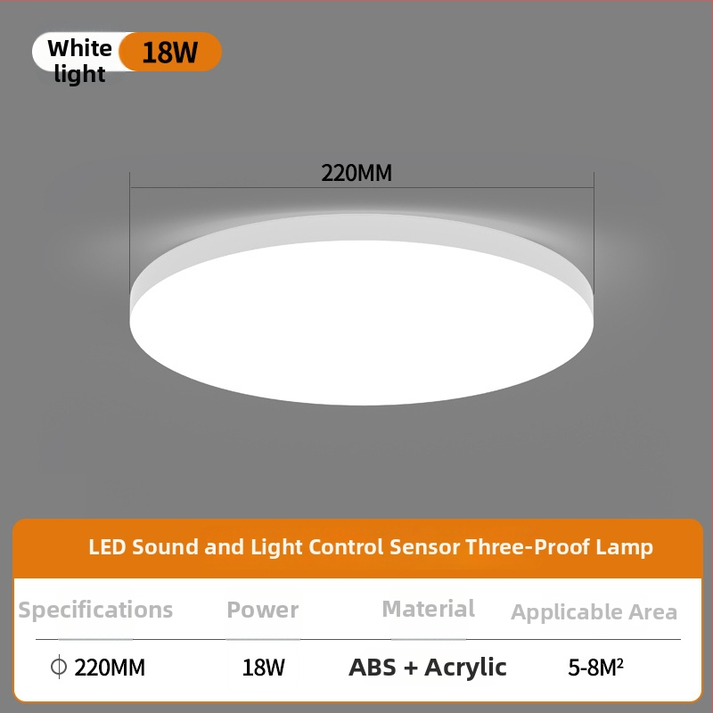 Lubų LED jutiklinis šviestuvas su balso valdymu koridoriui ir laiptams – 220V, 5-10 m² aprėptis, judesio jutiklis