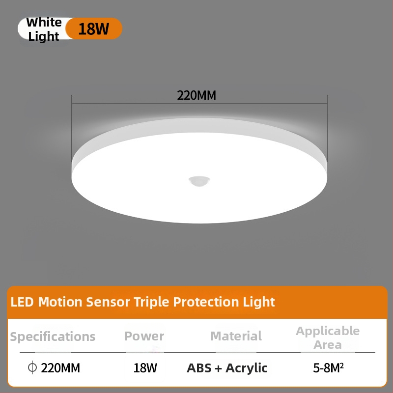 Lubų LED jutiklinis šviestuvas su balso valdymu koridoriui ir laiptams – 220V, 5-10 m² aprėptis, judesio jutiklis