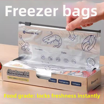 Fóliové vrecká na potraviny so zipsom, potravinárskeho štandardu, do mrazničky, na mäso a zeleninu, od -60°C do 100°C