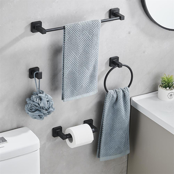 Set de suporturi pentru prosoape din oțel inoxidabil pentru baie – patru piese, stil modern minimalist, brandul Chuangzhe