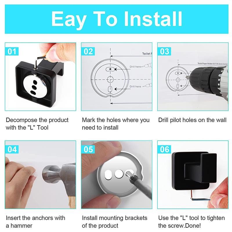 Set de suporturi pentru prosoape din oțel inoxidabil pentru baie – patru piese, stil modern minimalist, brandul Chuangzhe