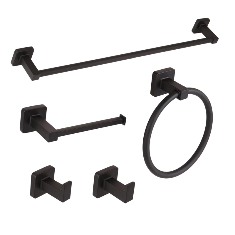 Set de suporturi pentru prosoape din oțel inoxidabil pentru baie – patru piese, stil modern minimalist, brandul Chuangzhe