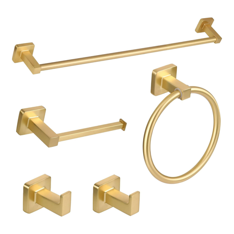 Set de suporturi pentru prosoape din oțel inoxidabil pentru baie – patru piese, stil modern minimalist, brandul Chuangzhe