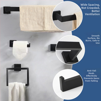 Good help z nerezovej ocele, nástenný kúpeľňový úložný systém, päťdielna súprava, držiak na uteráky a zásobník na papier