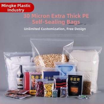 Läbipaistev veekindel enesulgav kott riidepakenduseks, suletuse pikkus 1,5 cm, tolerants 1–3 mm, materjal: uus materjal.