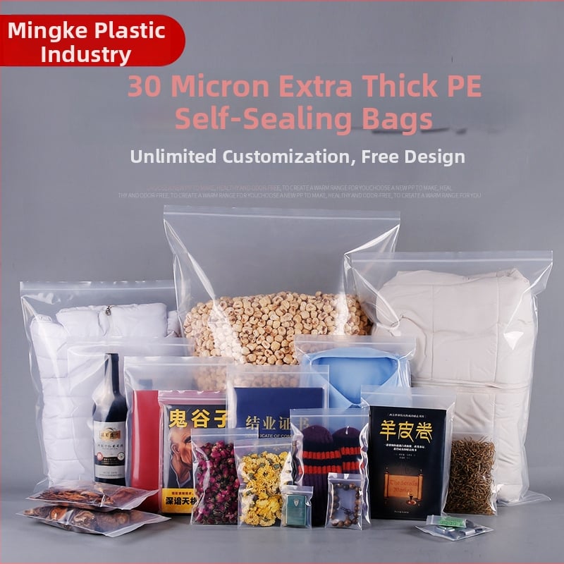 Läbipaistev veekindel enesulgav kott riidepakenduseks, suletuse pikkus 1,5 cm, tolerants 1–3 mm, materjal: uus materjal.