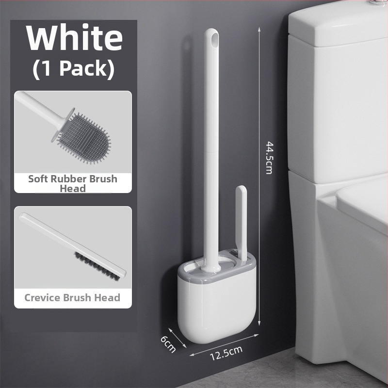 Silikónová kefa na toaletu s dlhým ramenom a nástenným držiakom – viacfunkčné čistenie