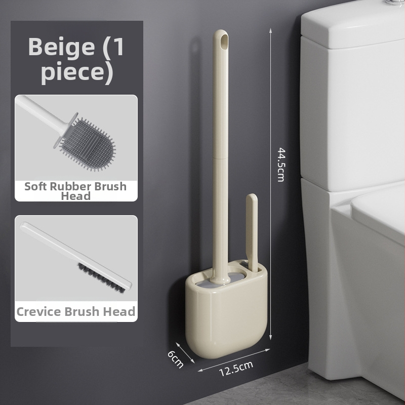 Silikónová kefa na toaletu s dlhým ramenom a nástenným držiakom – viacfunkčné čistenie
