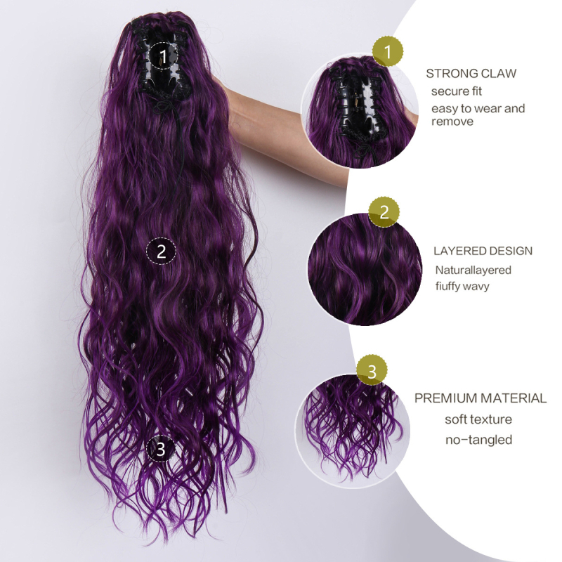 Poniju-talli parukas: pikka lokkis juuksed, juukseid kinnitav klips, kuumuskindlad kiud, sobib curlinguks või värvimiseks