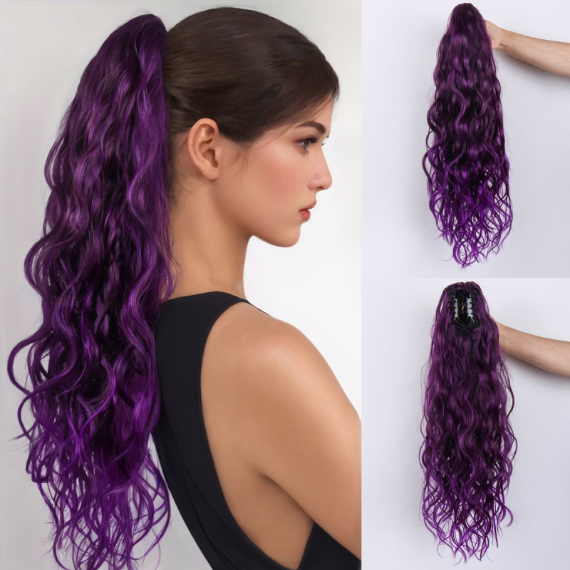 Poniju-talli parukas: pikka lokkis juuksed, juukseid kinnitav klips, kuumuskindlad kiud, sobib curlinguks või värvimiseks