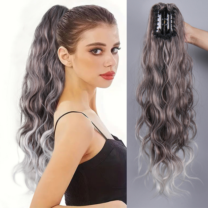 Poniju-talli parukas: pikka lokkis juuksed, juukseid kinnitav klips, kuumuskindlad kiud, sobib curlinguks või värvimiseks