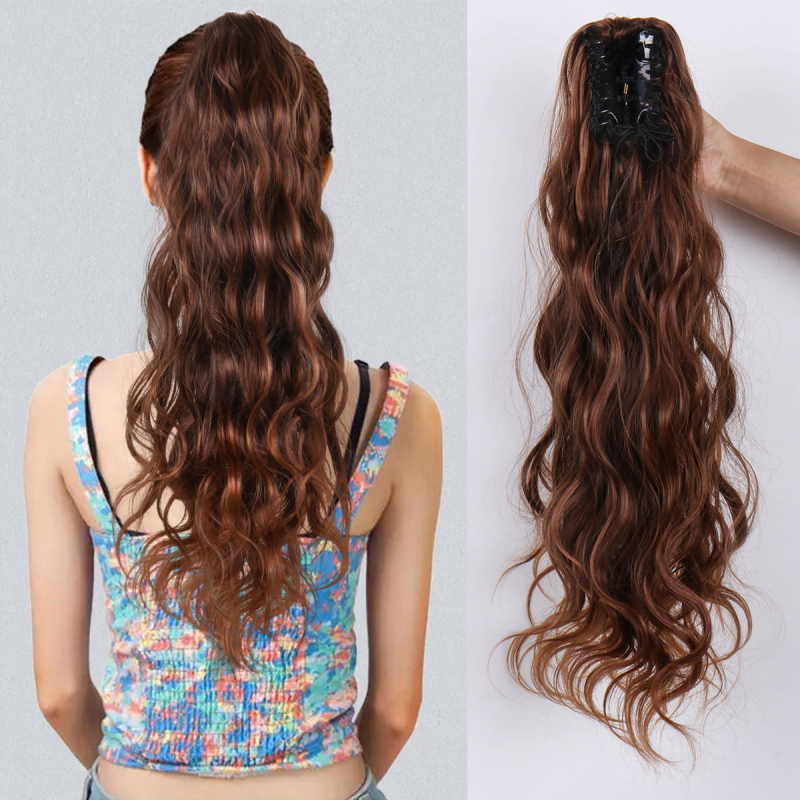 Poniju-talli parukas: pikka lokkis juuksed, juukseid kinnitav klips, kuumuskindlad kiud, sobib curlinguks või värvimiseks