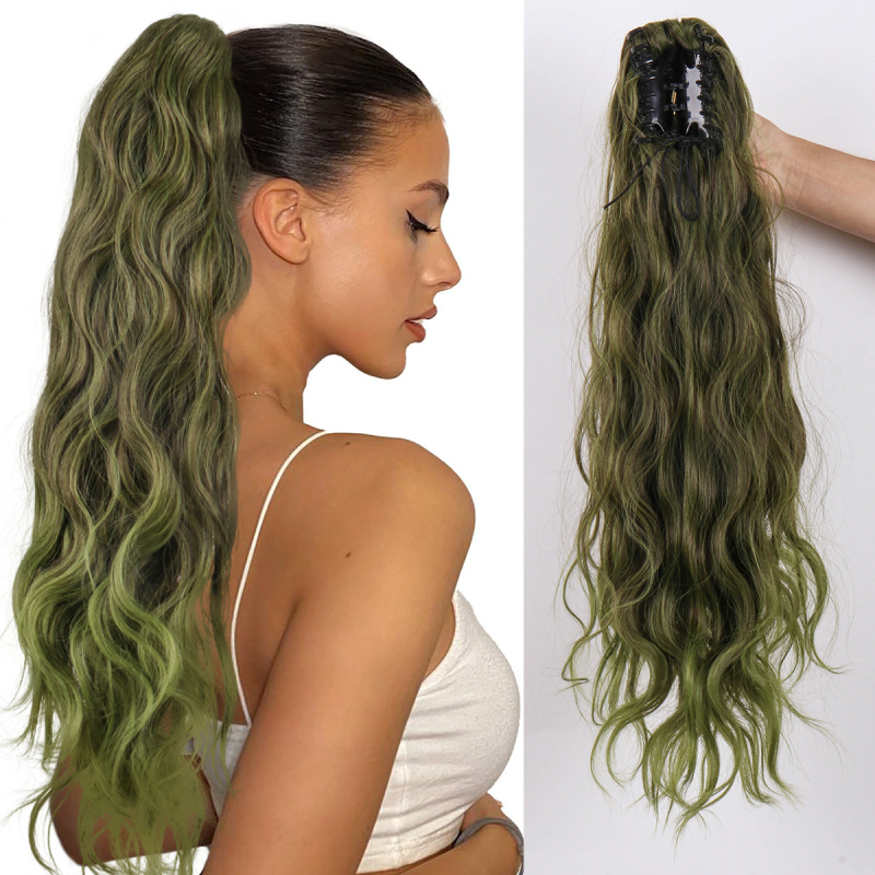 Poniju-talli parukas: pikka lokkis juuksed, juukseid kinnitav klips, kuumuskindlad kiud, sobib curlinguks või värvimiseks