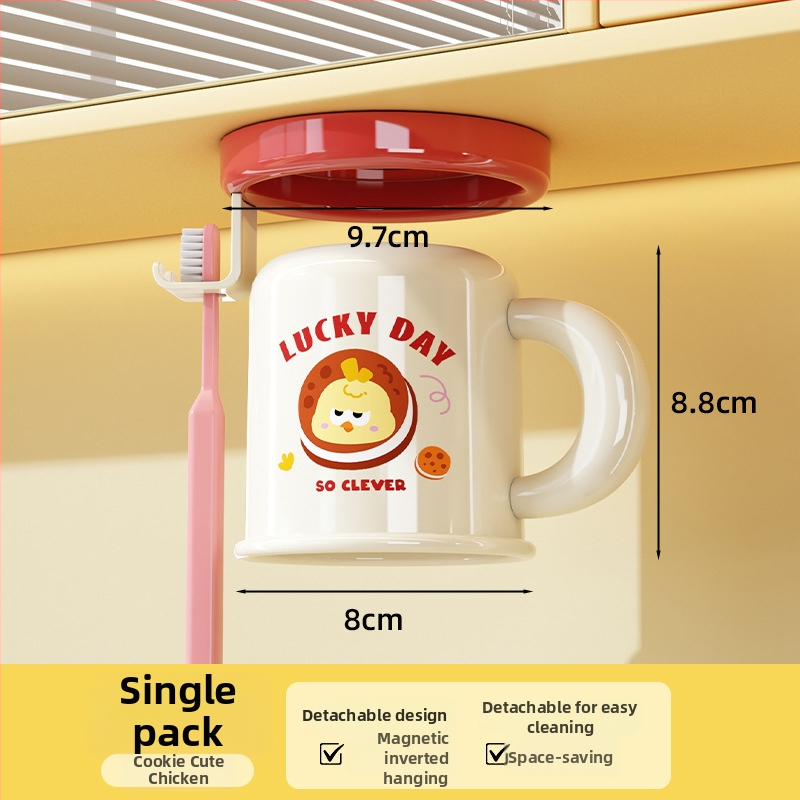 Stojan na kefky a pohár na úst, na stenu, bez vŕtania, magnetické uchytenie, model C4274, ABS plast, možnosť prispôsobenia, tlač loga