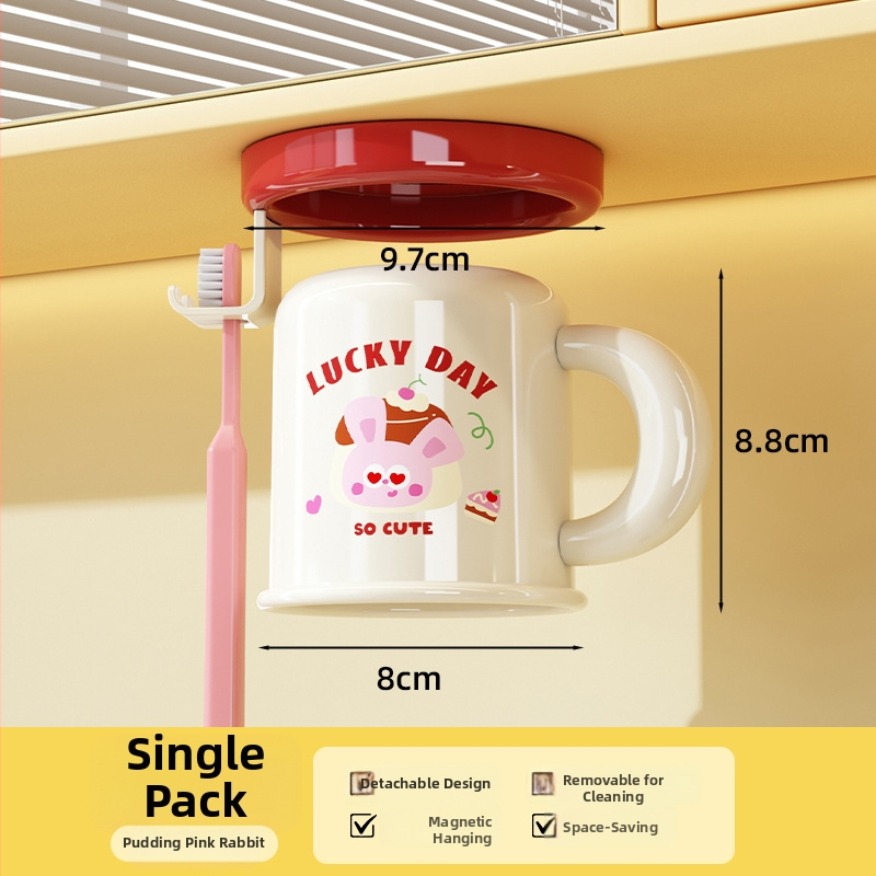 Stojan na kefky a pohár na úst, na stenu, bez vŕtania, magnetické uchytenie, model C4274, ABS plast, možnosť prispôsobenia, tlač loga