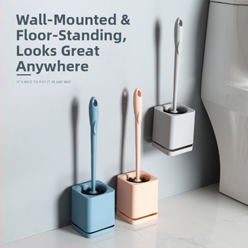 Tualeto šepetėlių rinkinys, sieninis montavimas be gręžimo, ilgas kotas, PP medžiaga