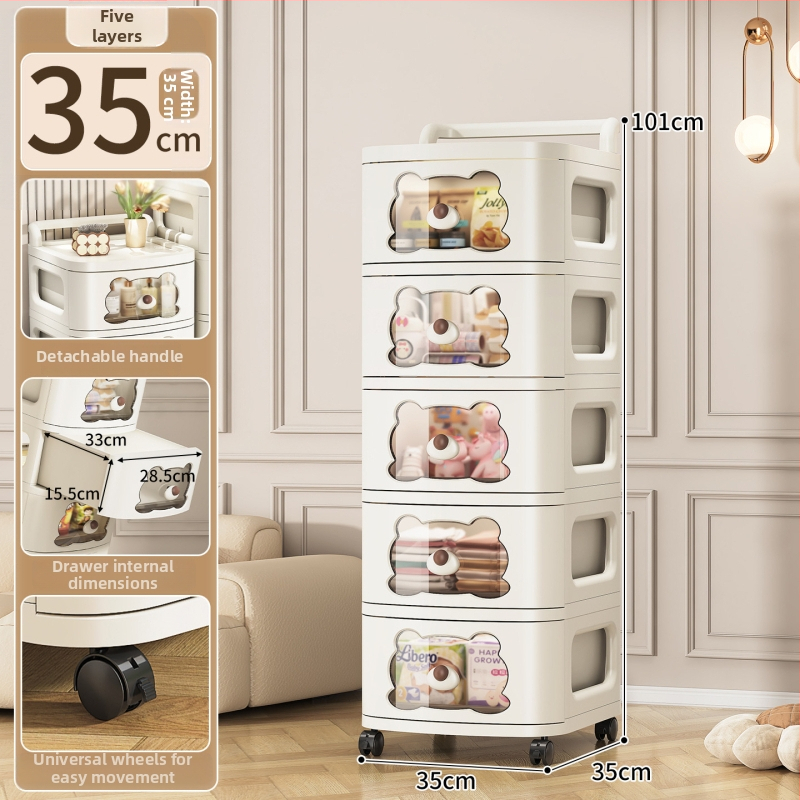 Stojací úložný kabinet SHL9355, PP materiál, nordický štýl, vhodný pre topánky, CD, školské potreby a hračky