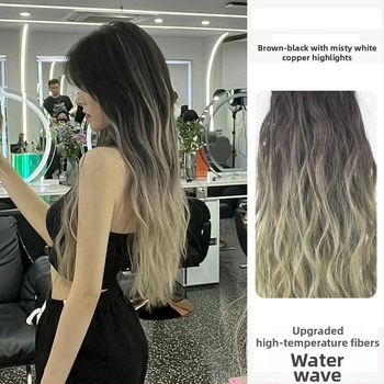 Jednodielne bezšvové predĺženie vlasov, vodno-vlnitý štýl, drôt s vysokou teplotou, zväčšenie objemu, ofina: rovná alebo šikmá