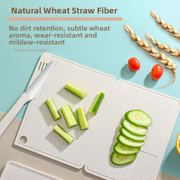 Sada krájacich dosiek z pšeničnej slamy – na domáce použitie, prenosné, skladateľné, protišmykové
