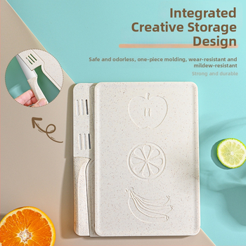 Sada krájacich dosiek z pšeničnej slamy – na domáce použitie, prenosné, skladateľné, protišmykové