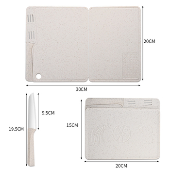 Sada krájacich dosiek z pšeničnej slamy – na domáce použitie, prenosné, skladateľné, protišmykové