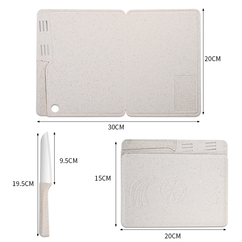 Sada krájacich dosiek z pšeničnej slamy – na domáce použitie, prenosné, skladateľné, protišmykové