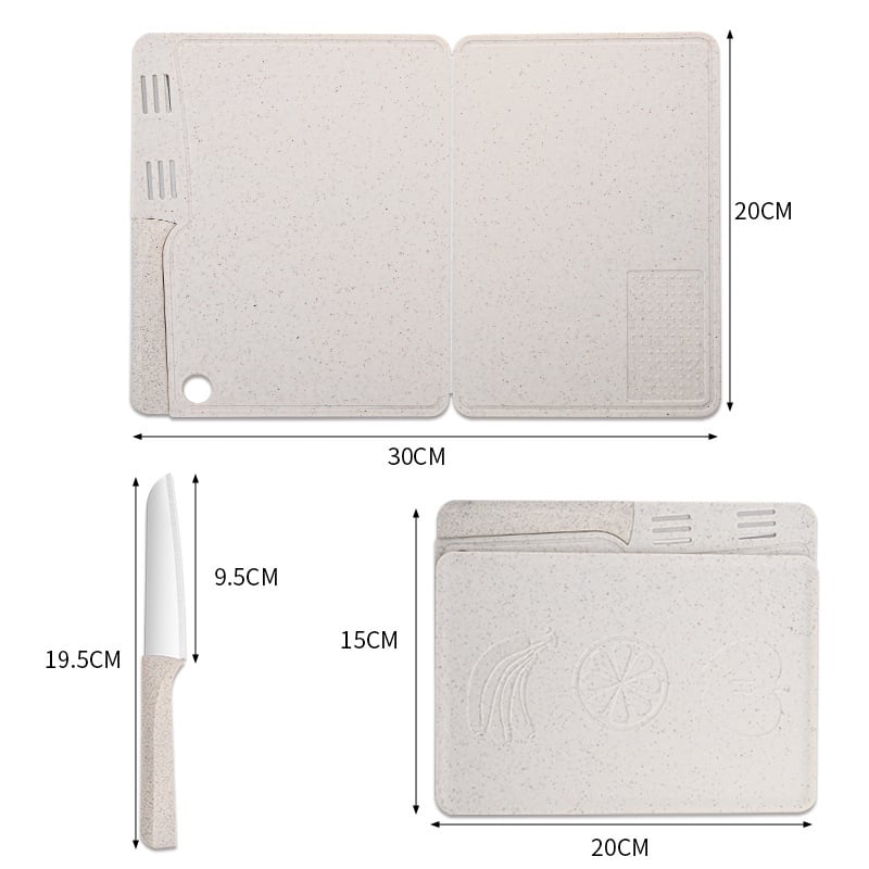 Sada krájacich dosiek z pšeničnej slamy – na domáce použitie, prenosné, skladateľné, protišmykové