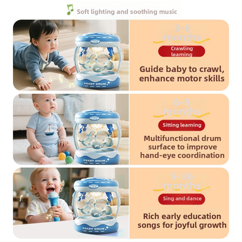 Yimi pöörlev muusikaline käetrumm mänguasi lastele vanuses 4–6 aastat, Bluetooth ja tuli, 3C sertifitseeritud (2023152202045704)