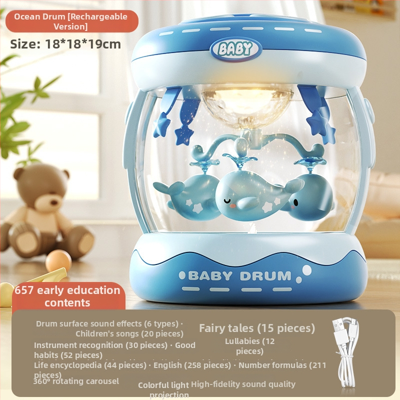 Yimi pöörlev muusikaline käetrumm mänguasi lastele vanuses 4–6 aastat, Bluetooth ja tuli, 3C sertifitseeritud (2023152202045704)