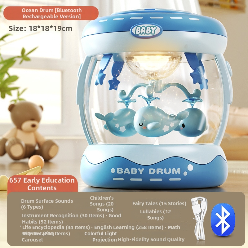 Yimi pöörlev muusikaline käetrumm mänguasi lastele vanuses 4–6 aastat, Bluetooth ja tuli, 3C sertifitseeritud (2023152202045704)