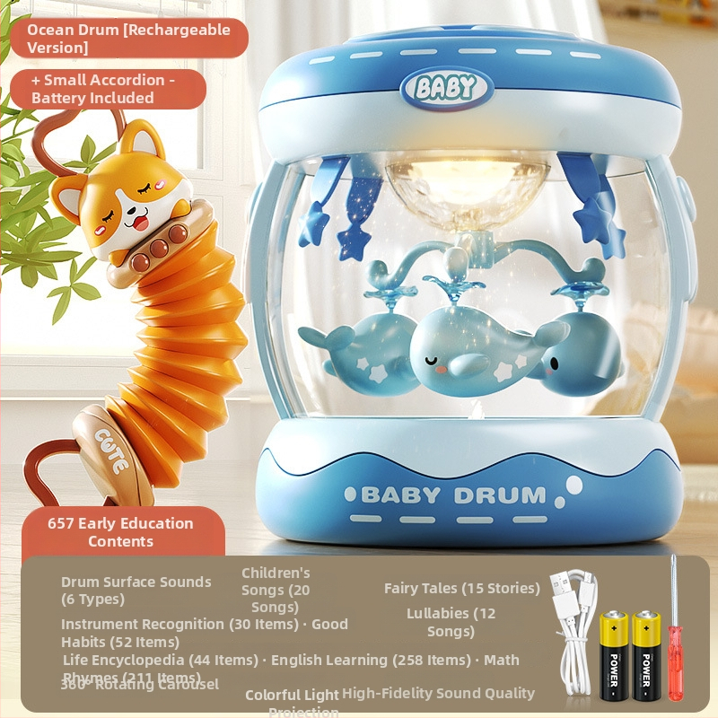 Yimi pöörlev muusikaline käetrumm mänguasi lastele vanuses 4–6 aastat, Bluetooth ja tuli, 3C sertifitseeritud (2023152202045704)